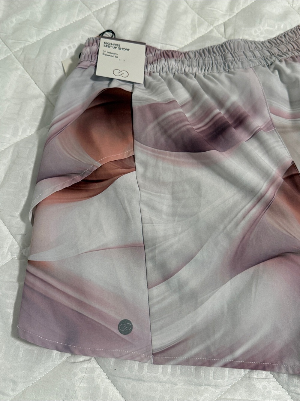 Calia Marble-Print Athletic Shorts - Pink & Gray - Picture 5 of 6